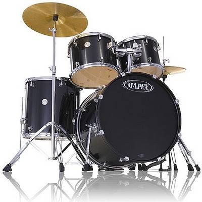 Voyager 5-Piece Drum Kit with Cymbals, Hardware & Throne - Black